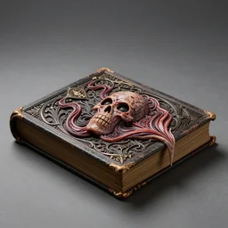 necronomicon, ancient book made of flesh, highly detailed, unreal engine, intricate, product photography, cinematic lightning