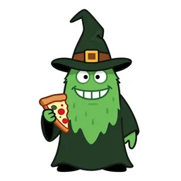 weird wizard 🍕 monster in a hand-drawn vector, svg, cult-classic-comic-style