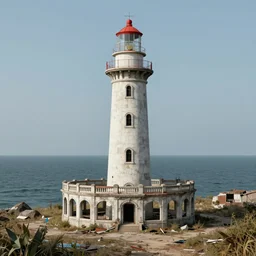 a beautiful ultradetailed highly detailed lighthouse nature unfinished building abandoned industrial architecture architecture urbex city building by bernard tschumi, sea matte painting poppy, archdaily, wallpaper, highly detailed, trending on artstation.