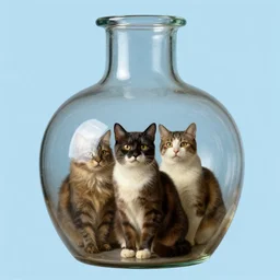 cats, by pieter bruegel the elder, light blue background, kodachrome, klein bottle, lumen reflections, screen space reflections, diffraction grading