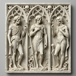 detailed realistic memento mori by amano and augustus pugin, gothic ornament, skulls, bones, art nouveau, neogothic, ornate art nouveau botanicals, horizontal symmetry