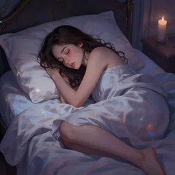 a restless mother on the bed cover art, magical atmosphere, trending on artstation, 3 0 mm, by noah bradley trending on artstation, deviantart, high detail, stylized portrait