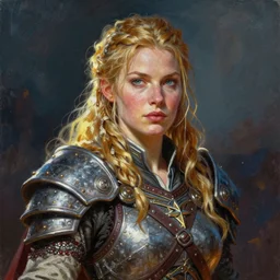 the elder scrolls vi, charismatic rugged female nord warrior portrait, illustration, highly saturated colors, rim light, top light, perfectly shaded, soft painting, art by krenz cushart and wenjun lin
