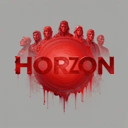 logo groups bring me the horizon. with red paints on a gray background. hyper detailed