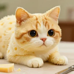1970's cookbook color photograph of cat made from cheese sharp detail high detail