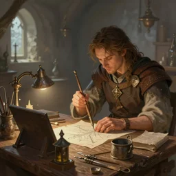medieval fantasy crafting workshop, digital art by john blanche