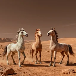 anthropomorphic horse aliens partying on mars, style by kurzgesagt