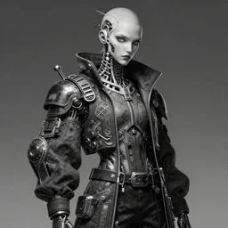 cyberunk android creative, wearing cyberpunk intricate streetwear, beautiful, detailed portrait, intricate complexity, ilya kuvshinov, cell shaded, 4 k, concept art, black and white, by wlop, ilya kuvshinov, greg rutkowski