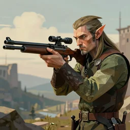an elven sniper in the style of Modern art in the style of Postmodern art trending on artstation deviantart Pinterest detailed realistic HD 8k High Resolution