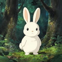 anime movie poster for a wandering rabbit in a mysterious forest, studio ghibli