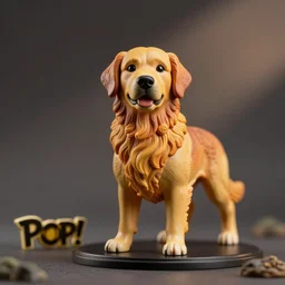 a pop figure of Lucas the golden retriever dog