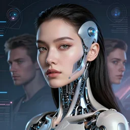 retrofuturistic portrait of extremely beautiful woman cybernetic enhancements, space graphics in background, close up, quint buchholz, wlop, dan mumford, artgerm, liam brazier, peter mohrbacher, raw, featured on artstation, octane render, cinematic, elegant, intricate, 8 k