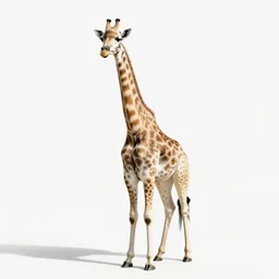 white giraffe, studio photography, full body, isolated on a pure white background, centered, entire subject in frame, sharp focus, soft studio lighting