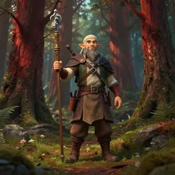 a fantasy halfling alchemist in a redwood forest, in the style of warhammer, unreal engine, octane render, realistic, matte painting, masterpiece, studio ghibli, beautiful, magical,