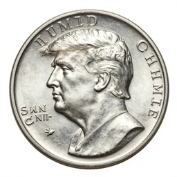 roman silver coin with the portrait of emperor donald trump