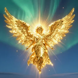 gigantic radiant shining golden angels burned strongly into intense vivid aurora above space needle centered big sky film long exposure fuji wide angle national geographic