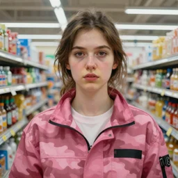 a 2 0 1 0 anders zorn painting of the horrors of a woman wearing pink camouflage in walmart