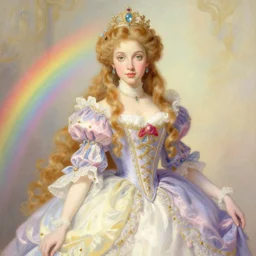baroque rococo pastel rainbow beautiful princess Greg Hildebrandt portrait