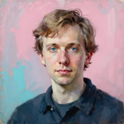 portrait of vitalik buterin highly detailed oil painting by francis bacon, edward hopper, adrian ghenie, glenn brown, soft light, 4 k, pink and cyan,