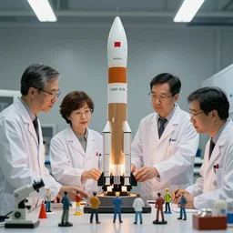 scientists gathered around a rocket, as action figures, as toys, 8k photo, high detail, high quality photo