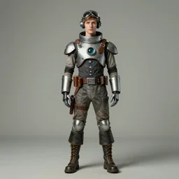 leyendecker ( ( ( ( ( 2 0 5 0 s retro future boy super scientest in space pirate mechanics costume full portrait. muted colors. ) ) ) ) ) by jean - baptiste monge!!!!!!!!!!!!!!!!!!!!!!!!!!!!!!