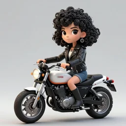 anthropomorphic punk poodle girl in a leather jacket on a motorcycle, digital art, stylized