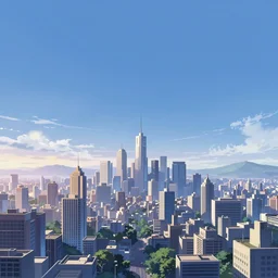 a futuristic city on the horizon, anime animation background matte painting, background art, from the anime ghost in the shell and akira