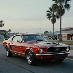 a 1 9 7 2 ford mustang on the movie back to the future 2, reaching 8 8 mph, movie still, 4 k, movie grain, remastered, cinema, detailed, real,