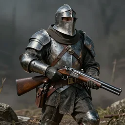 a vintage photo of a heavily armored ww 1 dwarven soldier posing with a double barreled shotgun in the style of high fantasy art trending on artstation deviantart pinterest photorealistic hd 8 k highlights and shadow detailed high resolution