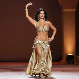 a full body shot of penelope cruz as a belly dancer, arabian night, high quality, fully detailed, 4 k