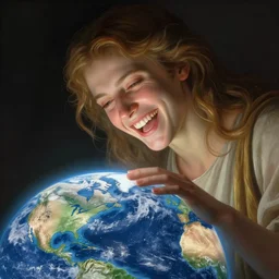 god looking down on earth and laughing at humans