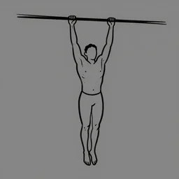 minimal thick paint brush strokes of a thin athletic male physique doing pullup, minimalist line art, beautiful, flowing brush strokes, matte paint colors, thought provoking digital art trending on artstation