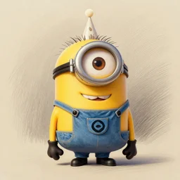 an epic painting minion celebrating birthday, pencil drawing, perfect composition, golden ratio, beautiful detailed, photorealistic, digital painting, concept art, smooth, sharp focus, illustration, artstation trending, octane render, unreal engine