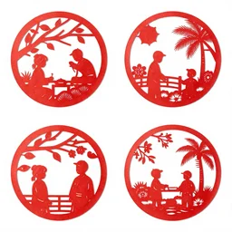 4 chinese paper cutouts each representing a season