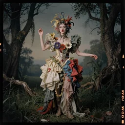 kodak portra 4 0 0, wetplate, photo of a surreal artsy dream scene,, girl, weird fashion, grotesque, extravagant dress, photographed by paolo roversi style