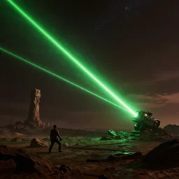 space battle, huge green laser