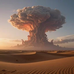 a beautiful picture of cosmic horror looming on the horizon in a desert, intricate detail, sunset, serene, volumetric lighting, volumetric clouds, 8 k, photorealistic, digital art trending on artstation