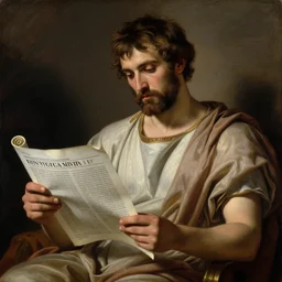 ancient greek painting of a man scrolling through wikipedia