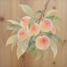 a beautiful painting by banska stiavnica of translucent peach, backlit leaves by greg rutkowski and james gurney, beautiful fruit tree, wood