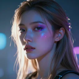 mcro head shot of female, backlighting synthwave style fantasy art by liam brazier greg rutkowski