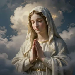 volumetric clouds with face of virgin mary