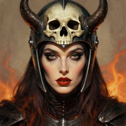 the fire witch as an eldritch realistic knight, closeup portrait art by donato giancola and greg rutkowski, vintage retro, realistic face, digital art, trending on artstation, eldritch lovecraftian skull helmet, symmetry!!