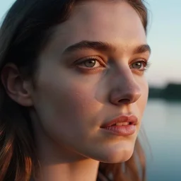 extreme detail, closeup plate photography portrait of a stunningly beautiful english female pagan healthy face in soft dreamy light at sunset beside the river soft focus, edward robert hughes, annie leibovitz, hasselblad, nikon, steve mccurry, david lazar, jimmy nelsson