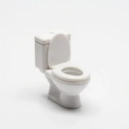a very tiny toilet, white background, close up macro photography, shallow focus, bokeh, studio lighting