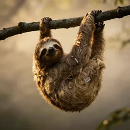 sloth clinging onto a branch made of videos 🎞🦥 video cling, emerging from the mist, dramatic lighting, golden hour, cinematic, 8 k