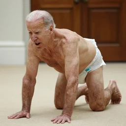 Biden wearing diapers, hairy legs, crawling across the floor highly detailed