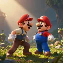 sans from undertale screaming at mario, who is also screaming