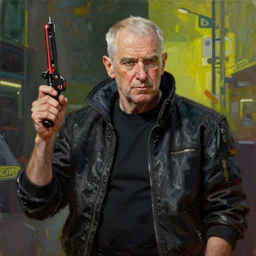 john paul ii in cyberpunk 2 0 7 7, oil painting