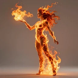 full body, women made out of flames, illustration, high quality, 4 k, art station