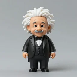 ultra realistic and intricate detailed photograph of mini Albert Einstein toy in a tuxedo, innovation, bright modern style, artstation, unreal render, depth of field, ambient lighting, award winning, stunning